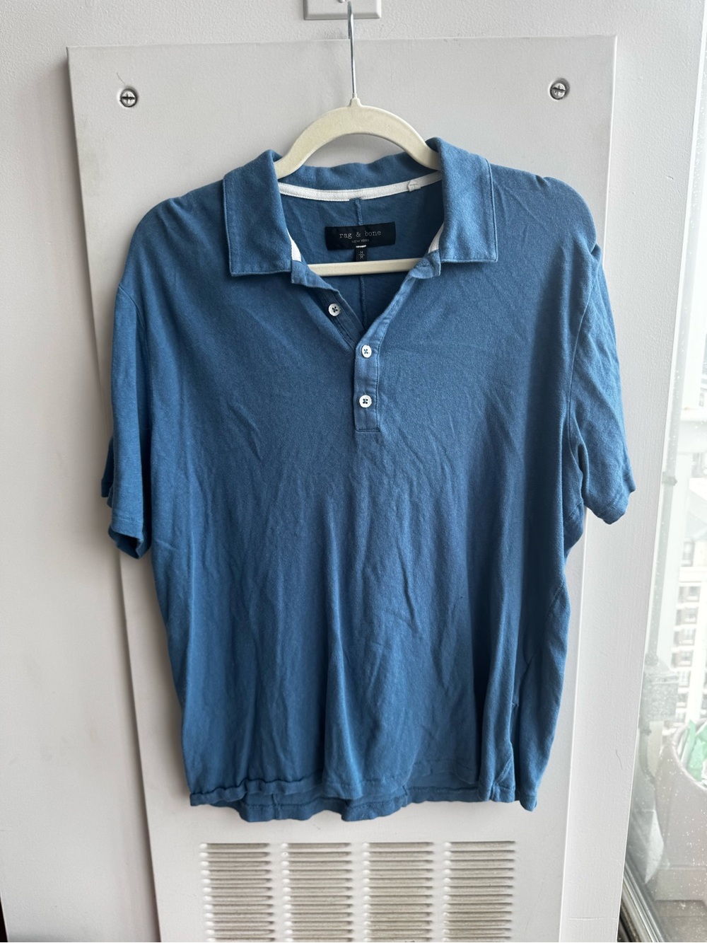 Rag & Bone Dusty Blue Short Sleeve Polo Size M